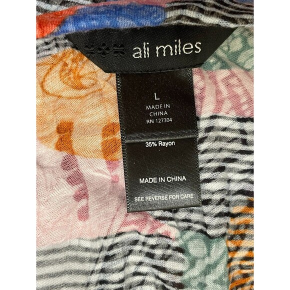 Ali Miles Women's L Orange Blouse Polyester Tunic Patchwork Artsy Boho Travel - Picture 8 of 9